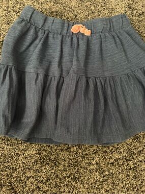 Cat & Jack Navy Tiered Knit Skirt with Coral Bow